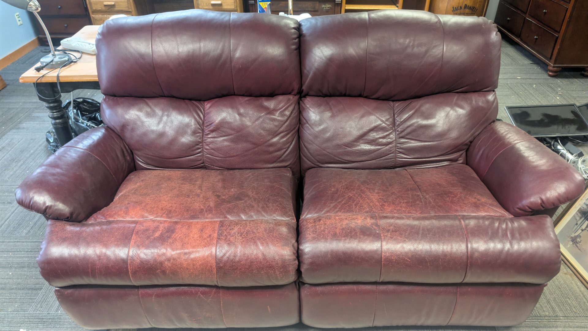 Burgundy/Oxblood Leather 2-Piece Living Room Set — photo 2
