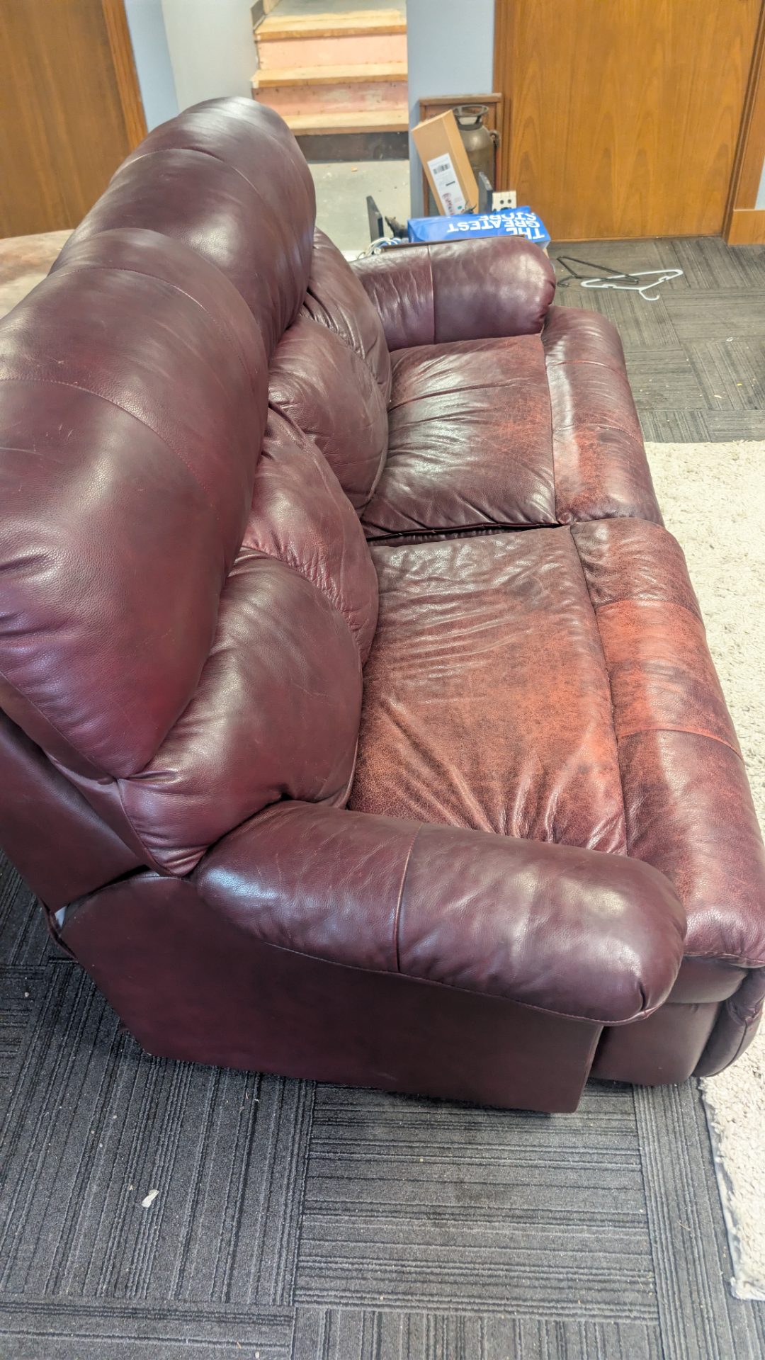 Burgundy/Oxblood Leather 2-Piece Living Room Set — photo 3