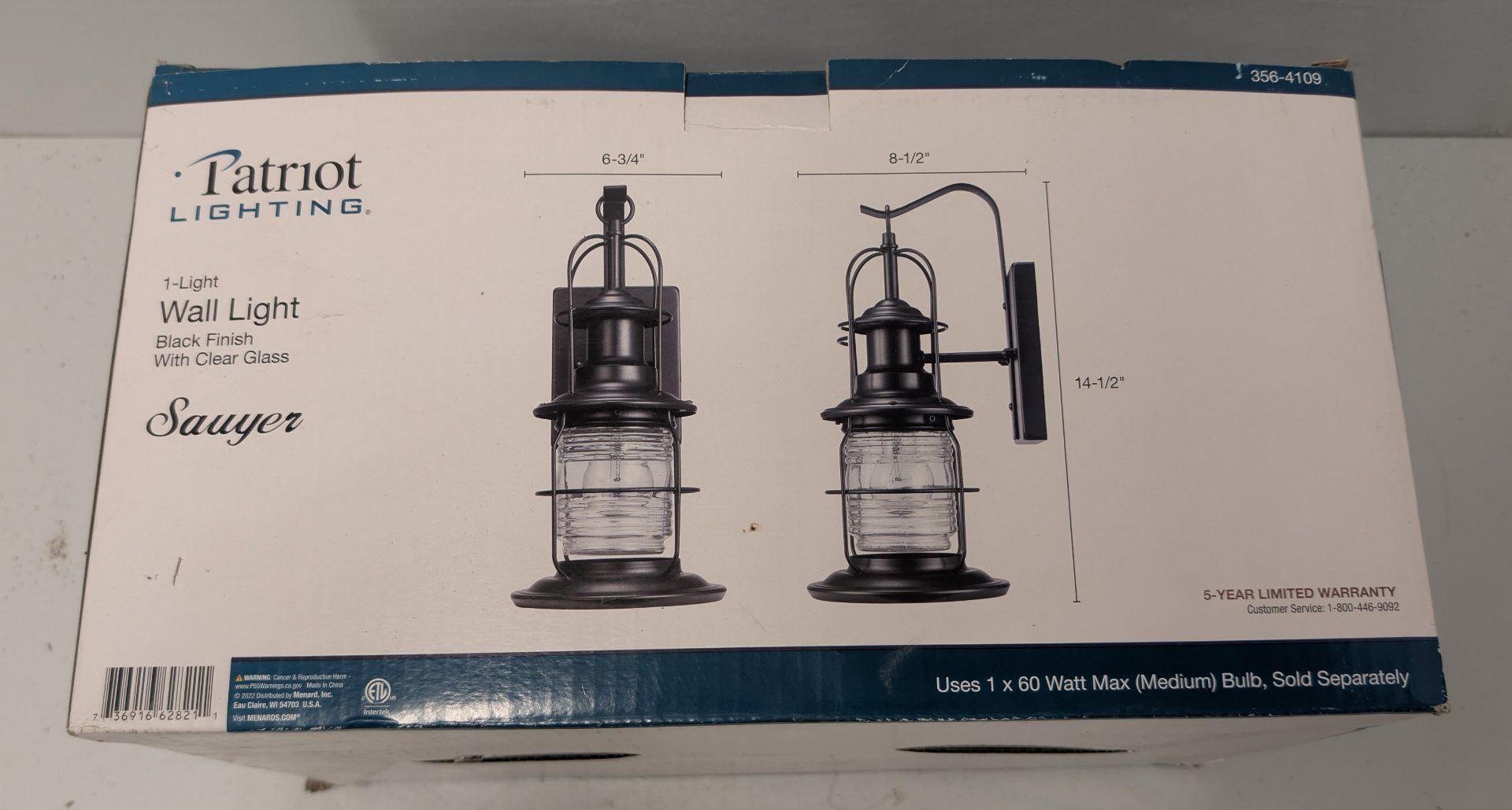 Patriot Lighting Sawyer 1-Light Outdoor Wall Lantern Fixture — photo 2