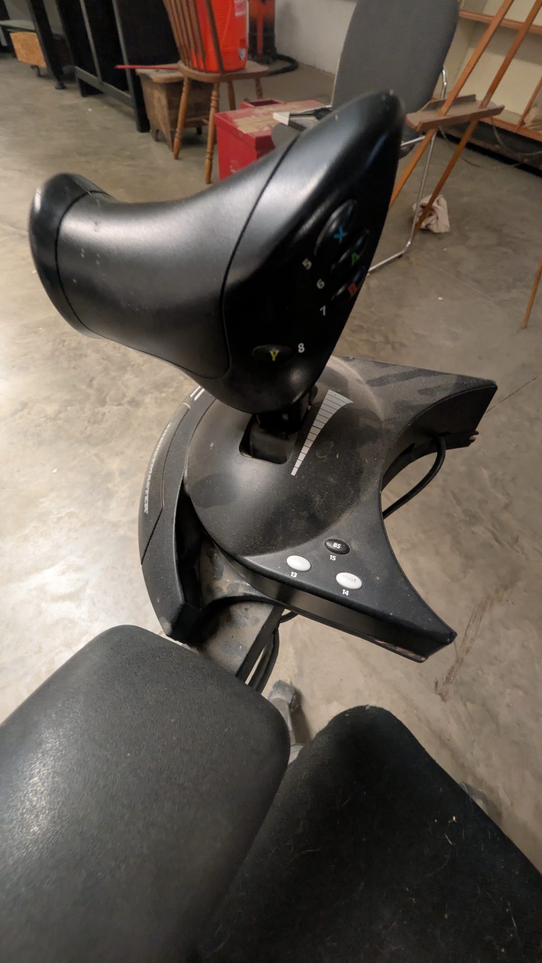 Flight Sim Gaming Chair with HOTAS Joystick & Throttle Chair Mount Setup — photo 3