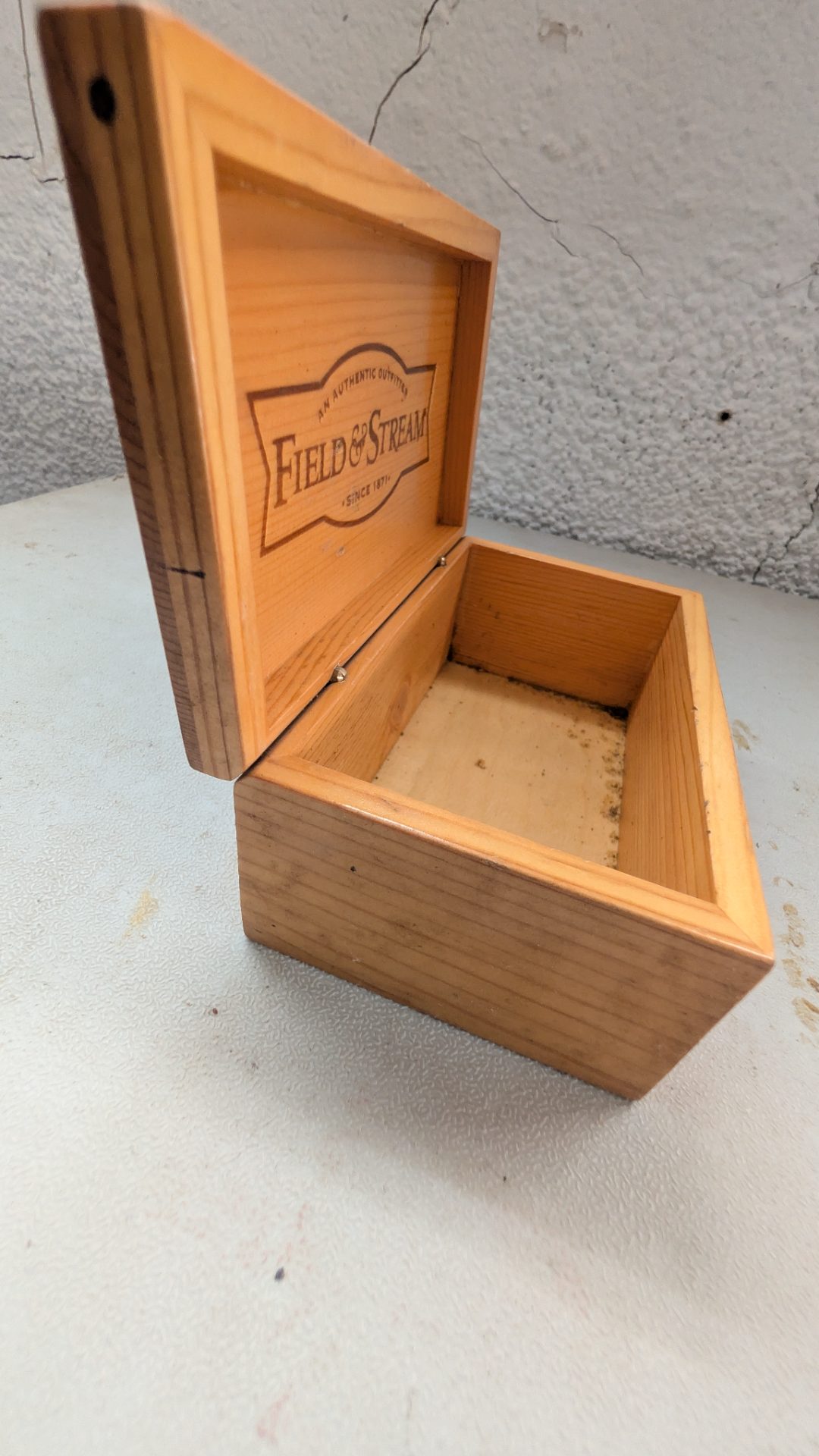 Vintage Field & Stream Wooden Hinged-Lid Box