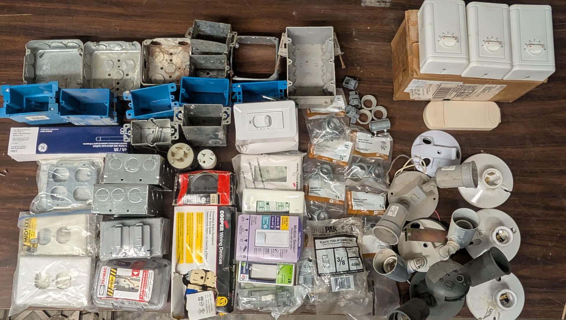 Mixed Electrical Parts Assortment Lot Outlets Switches Boxes Breakers Fittings