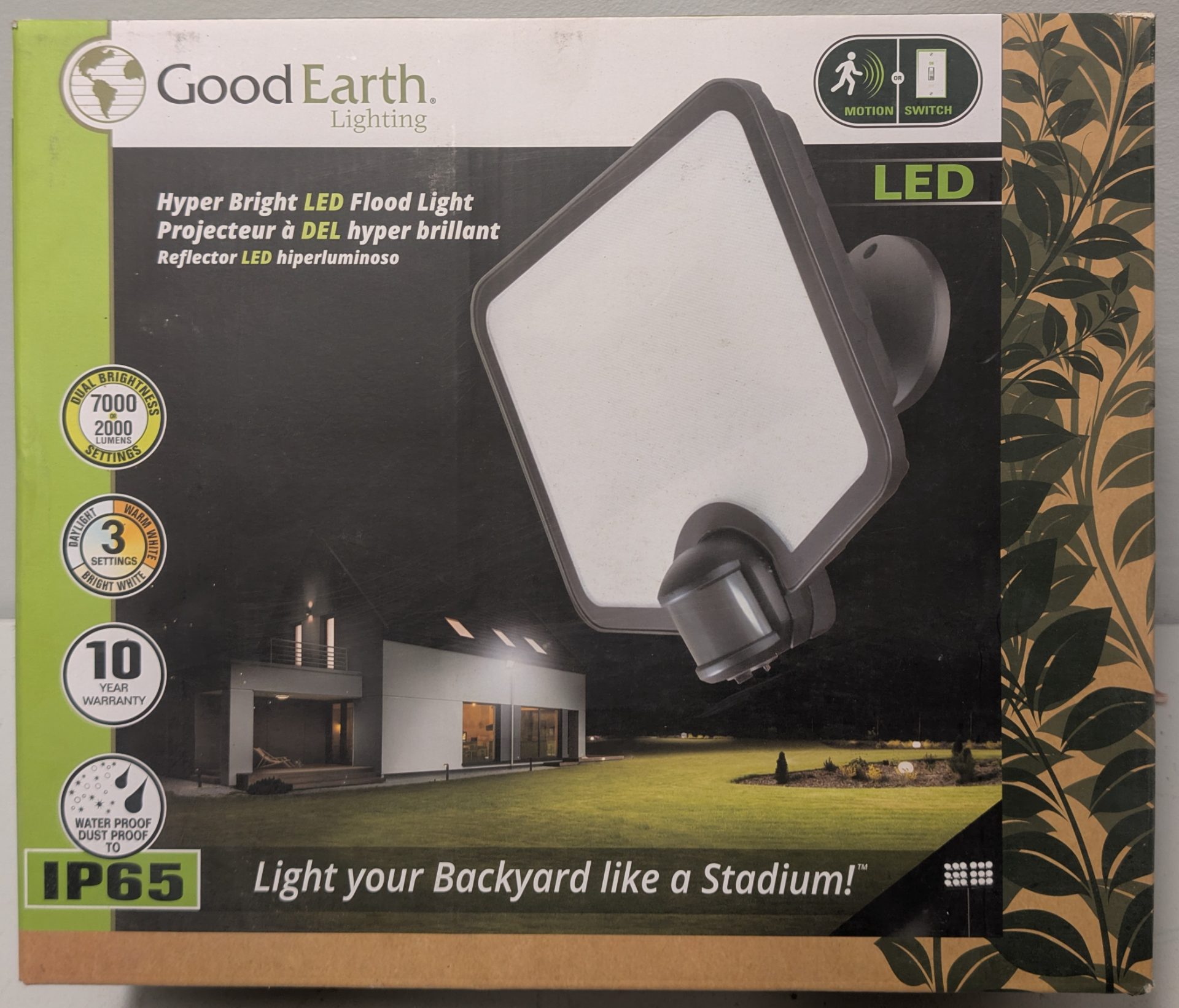 Good Earth Lighting Hyper Bright LED Flood Light 7000/2000 Lumens IP65 Motion Sensor