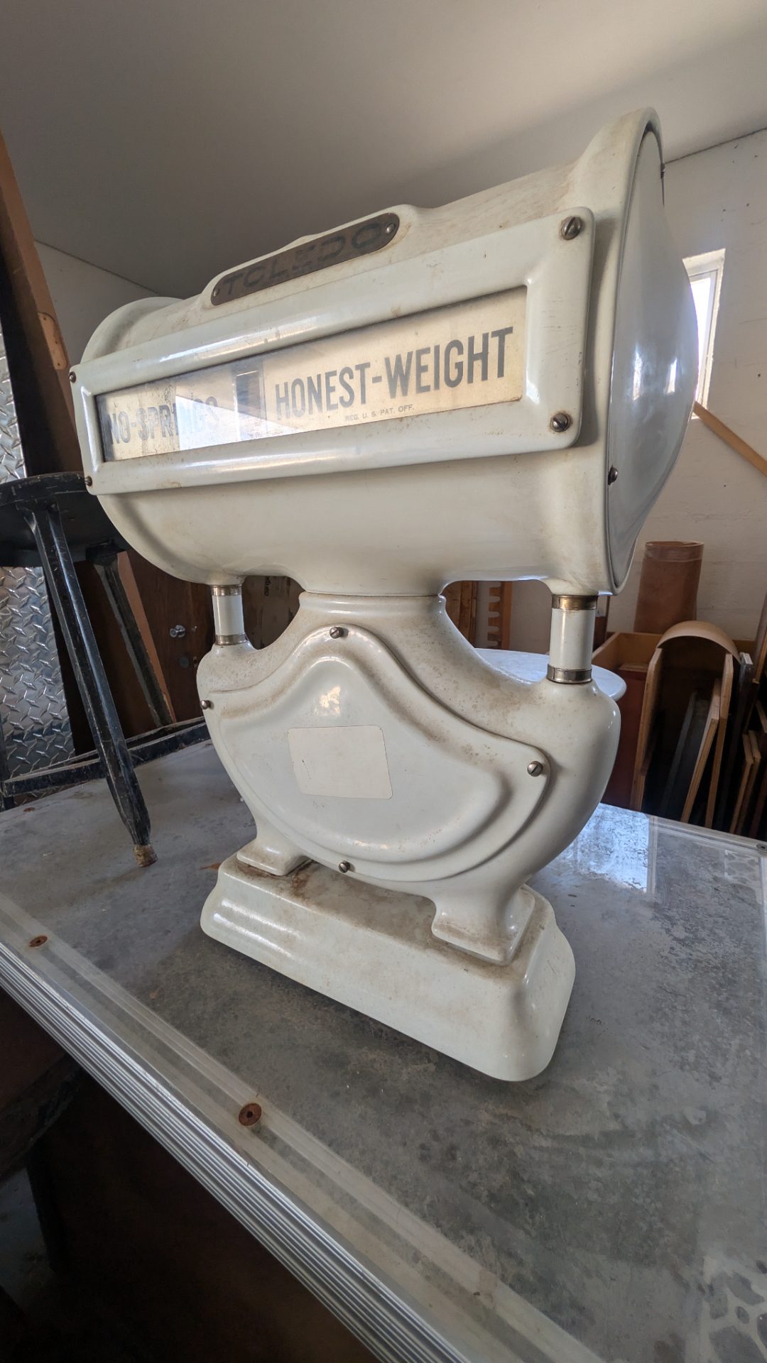 Honest-Weight No Springs Platform Scale, Mid-Century Industrial