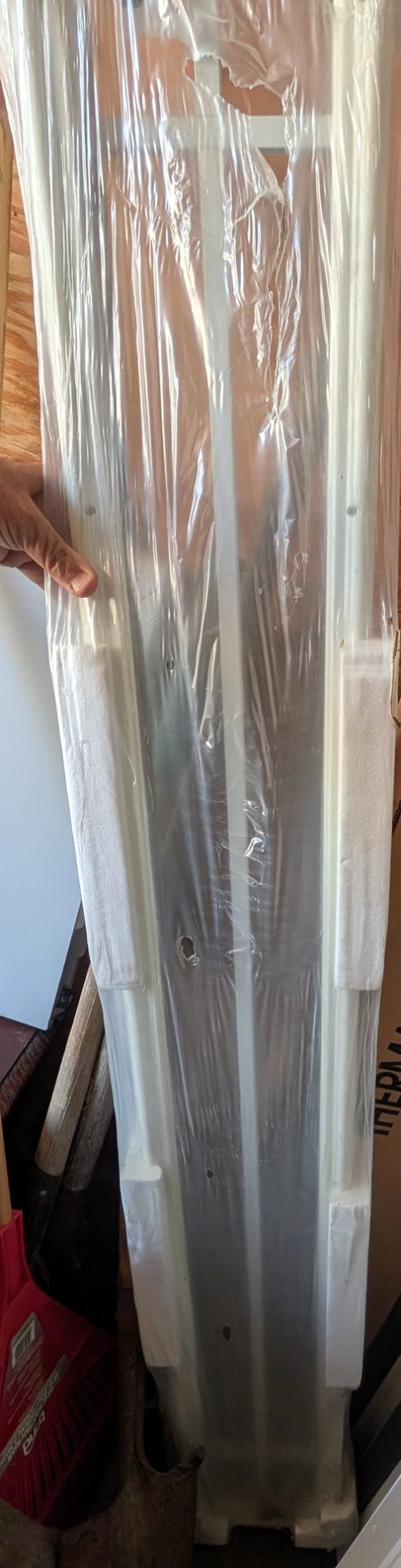 Entry Door Sidelite Window Panel — White Frame, Full-Length, New in Packaging