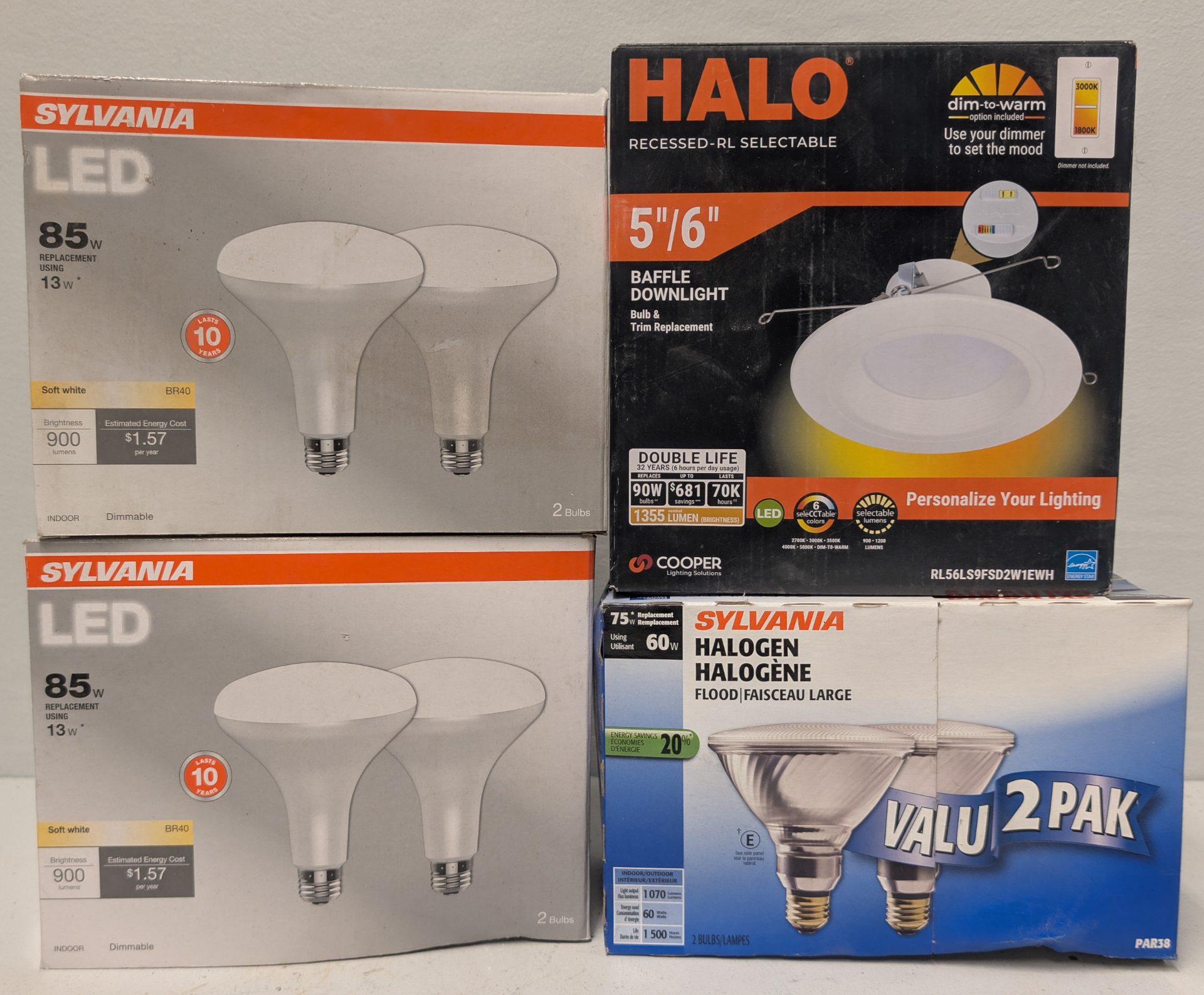 Lot of Sylvania LED Bulbs and Halo 5/6 in LED Downlight Kits