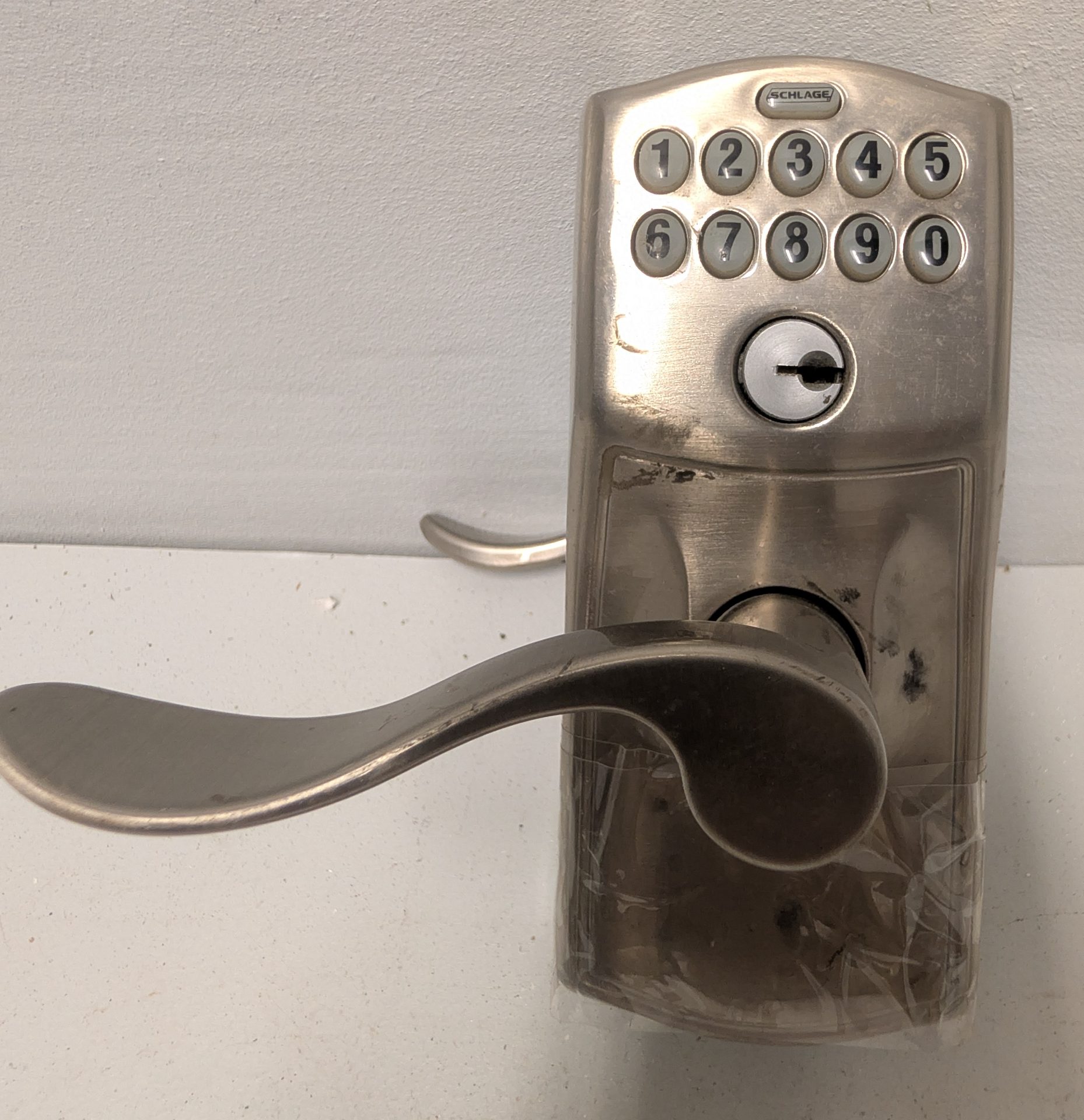 Electronic Keypad Deadbolt with Interior Lever Handle, Satin Nickel