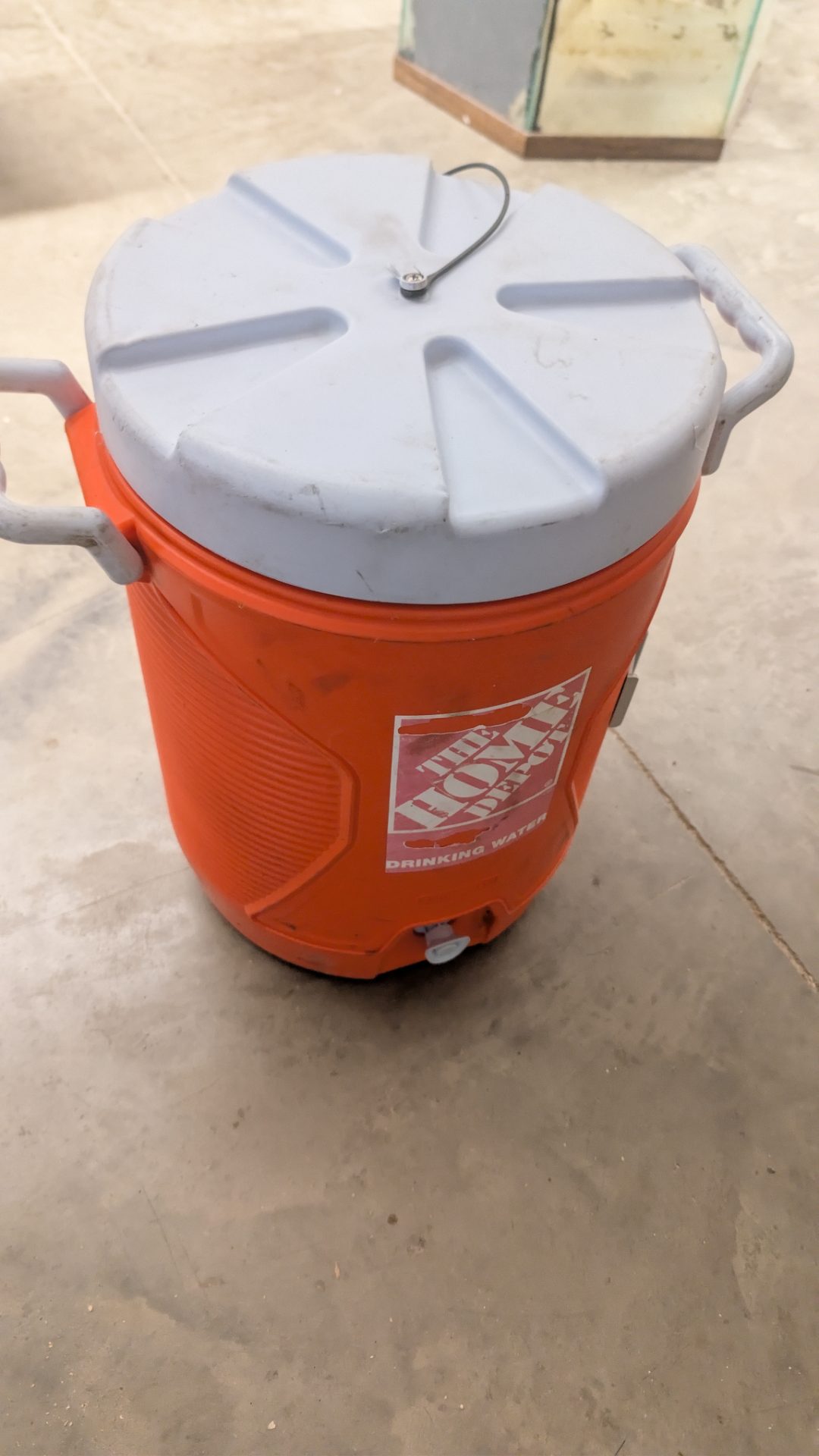 The Home Depot 5 Gallon Orange Water Cooler with Cup Dispenser
