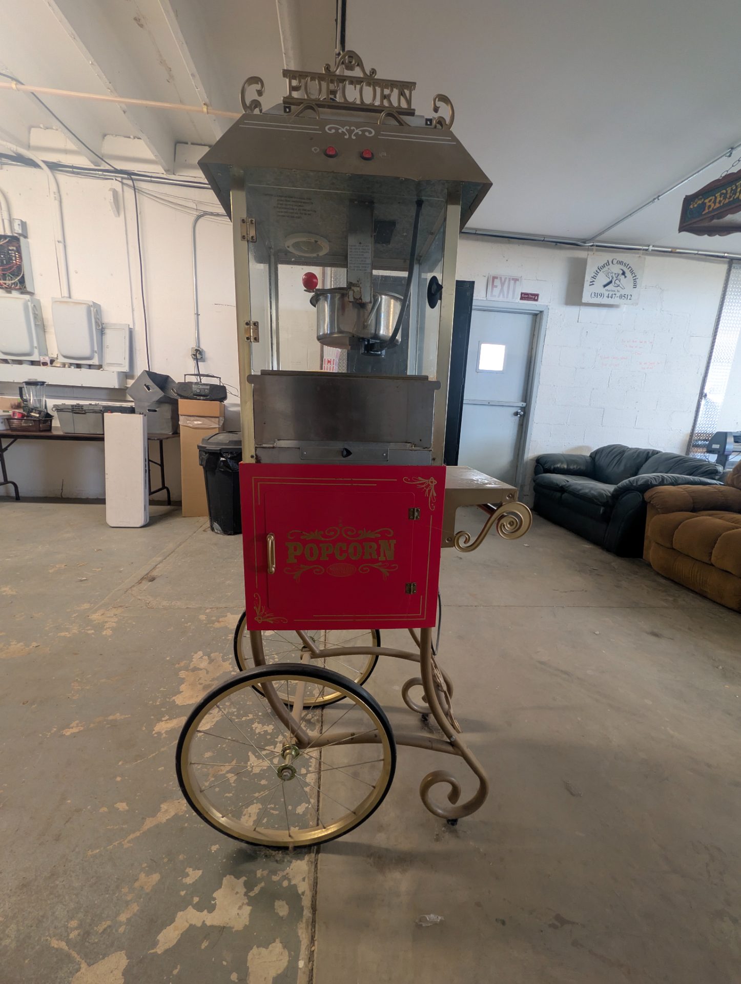 Nostalgia CCP900 Vintage 1890s-Style 8 oz Popcorn Cart - Red with Gold Accents