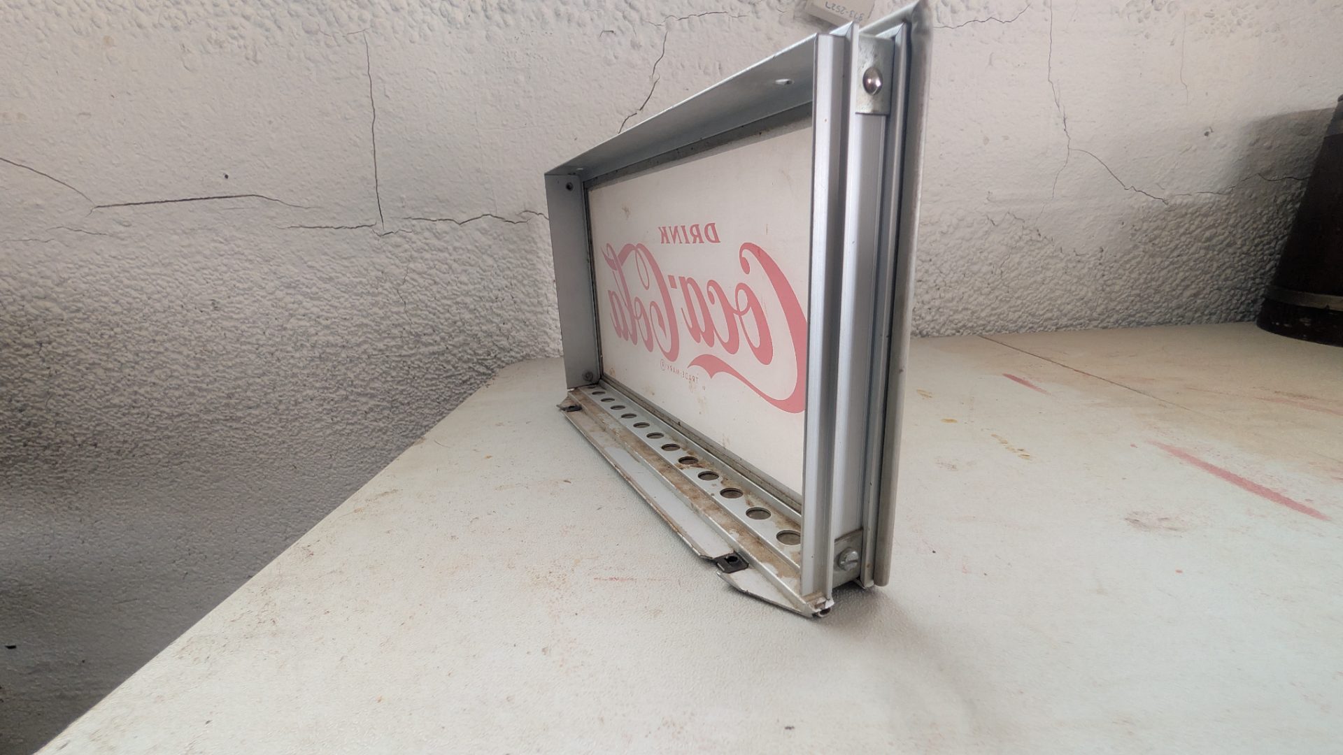 Vintage Coca-Cola Glass and Aluminum Frame Display Sign, 8x11