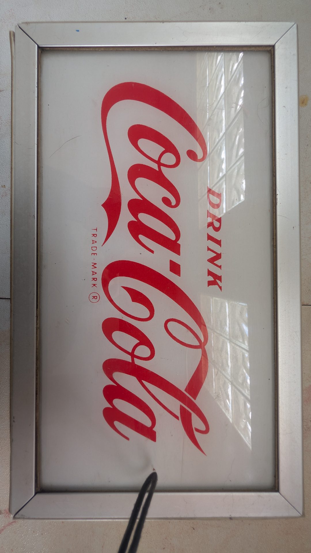 Vintage Coca-Cola Glass and Aluminum Frame Display Sign, 8x11 — photo 2