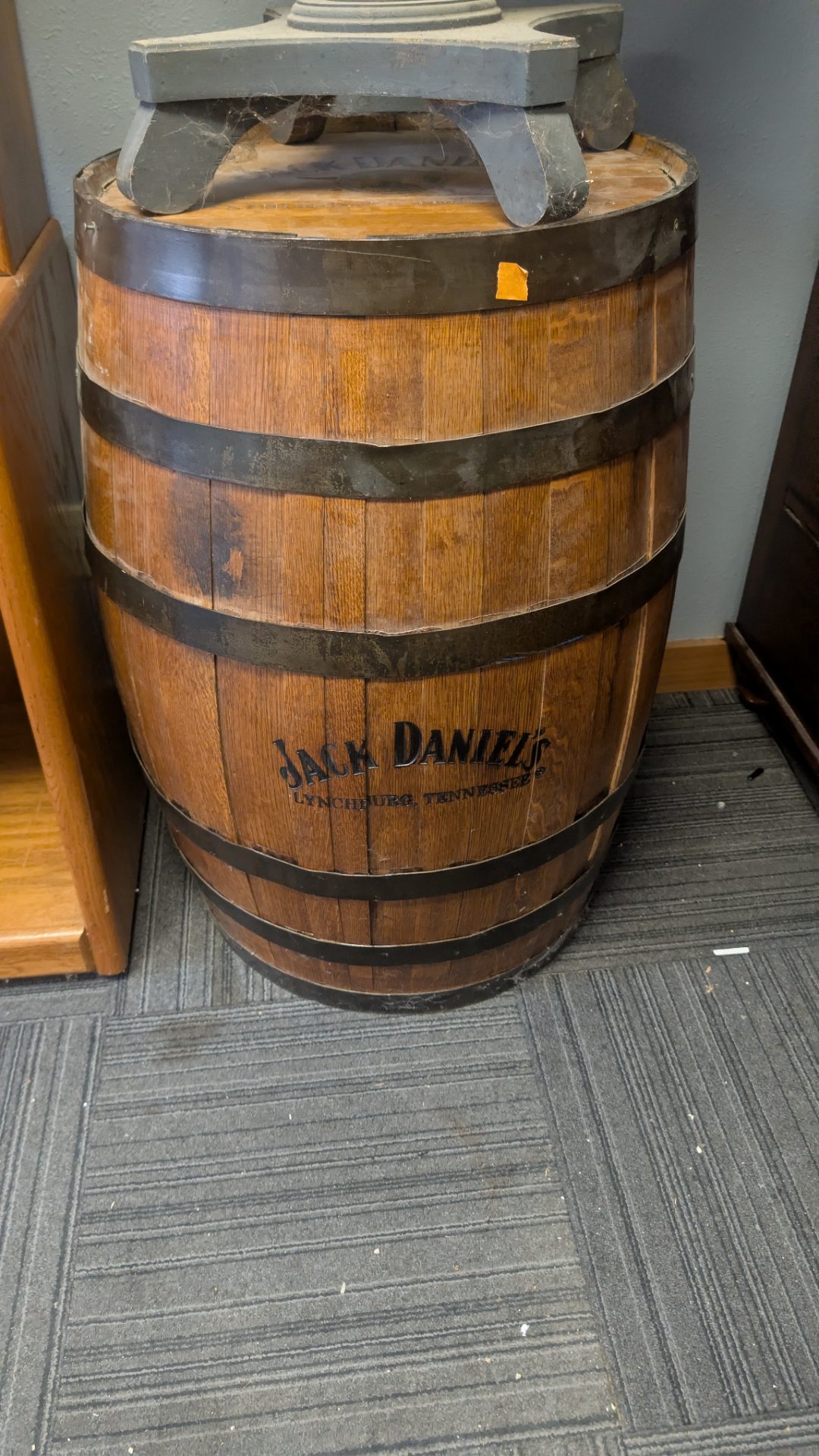 Authentic Jack Daniel's Full-Size Used Whiskey Barrel — Lynchburg, TN Branded