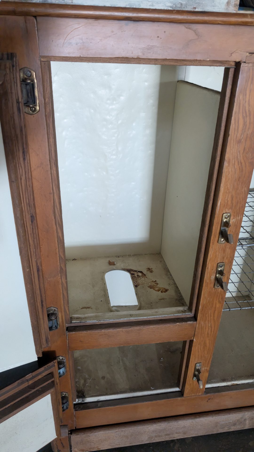 Antique Oak Ice Box / Icebox Cabinet with Brass Hardware — photo 2