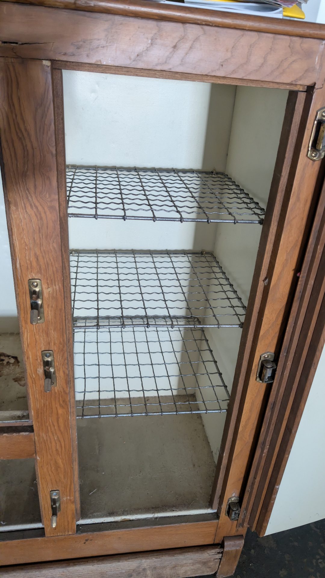 Antique Oak Ice Box / Icebox Cabinet with Brass Hardware — photo 3
