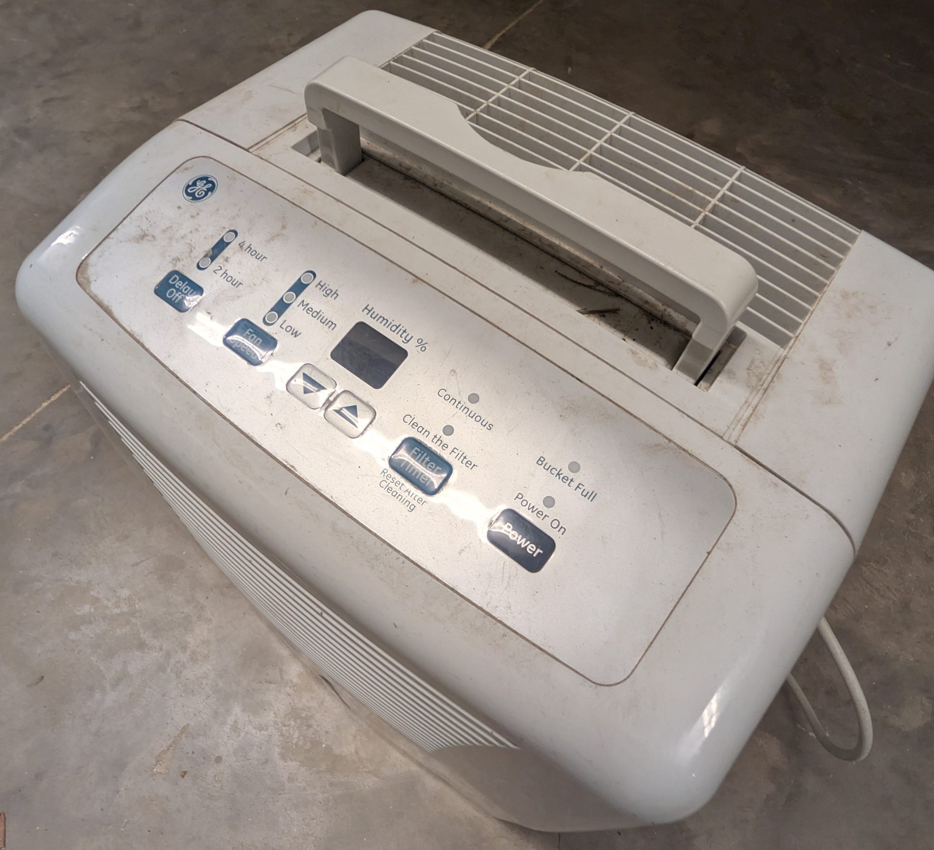 GE Portable Dehumidifier with Digital Humidity Controls and Bucket Full Indicator
